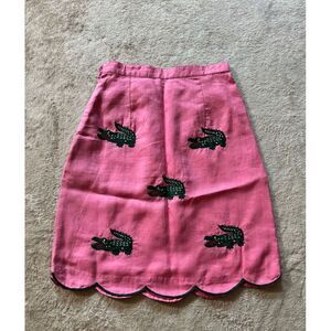 CJ Laing 100% linen pink alligator‎ palm tree Skirt Size 2